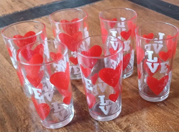 Set drinkglazen, love, 6 stuks, Ophalen of Verzenden