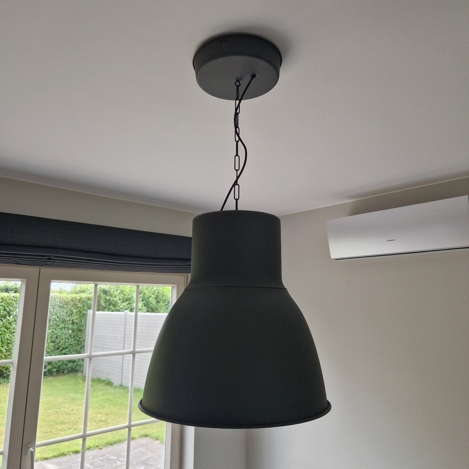Hanglamp 47 cm, metaal, grijs, Enlèvement, Comme neuf, Métal, E27 (grand)