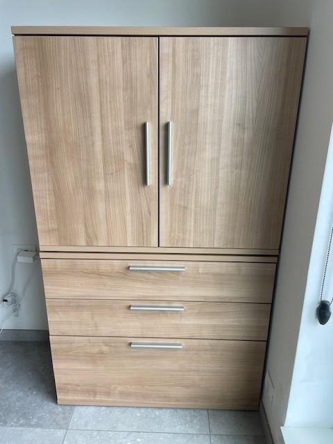 Ladekast + kast (bureau) Moet dringend weg !!!!, Maison & Meubles, 3 ou 4 tiroirs, 25 à 50 cm, Moins de 100 cm, Comme neuf
