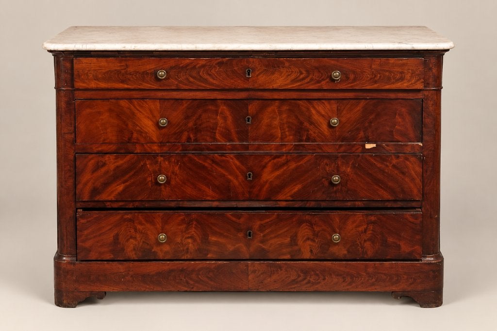 Antieke mahoniehouten commode met marmeren blad, Enlèvement, Utilisé