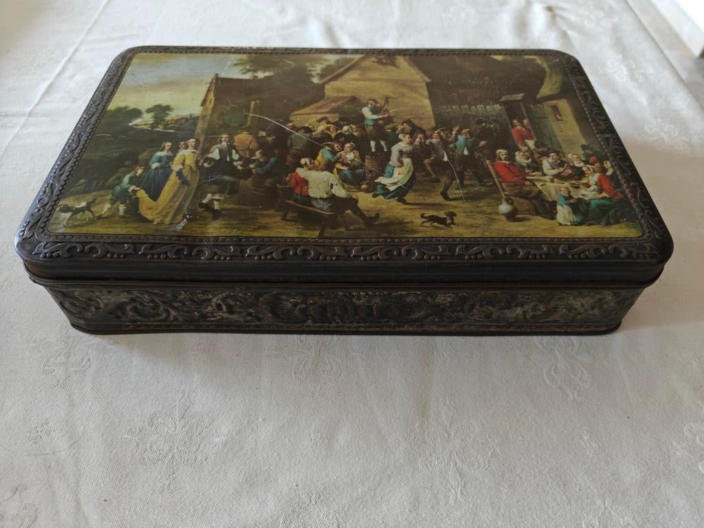Vintage blikken koekjesdoos, Collections, Boîte en métal, Enlèvement ou Envoi