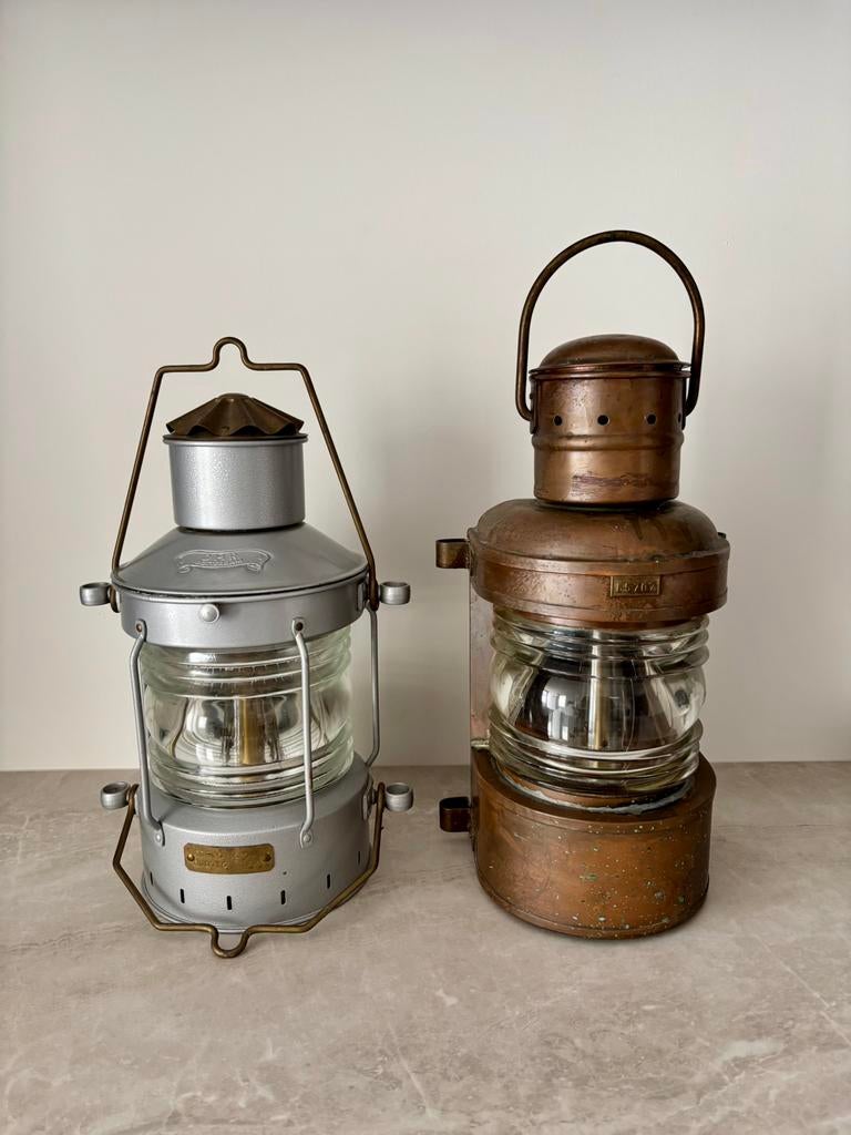 Antieke Scheepslamp - 2 Vintage Scheepslampen Antiek, Verzamelen, Scheepvaart, Ophalen of Verzenden, Gebruikt, Overige typen