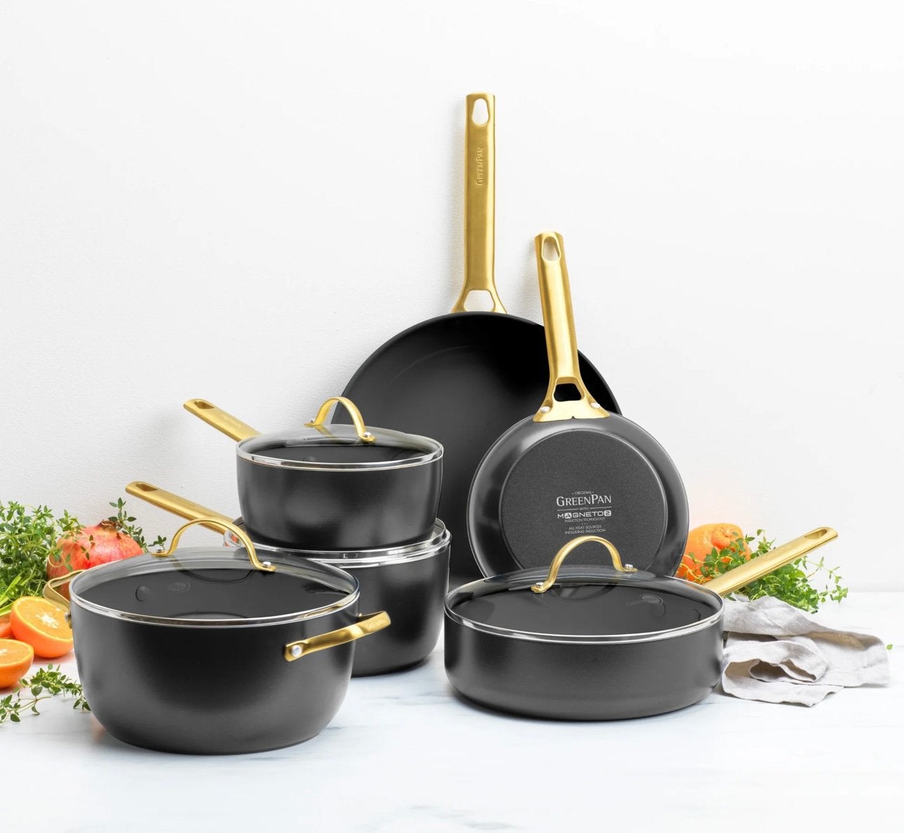 Geeenpan 10 delige padova black gold set, Met deksel, Ophalen of Verzenden, Aluminium, Koekenpan