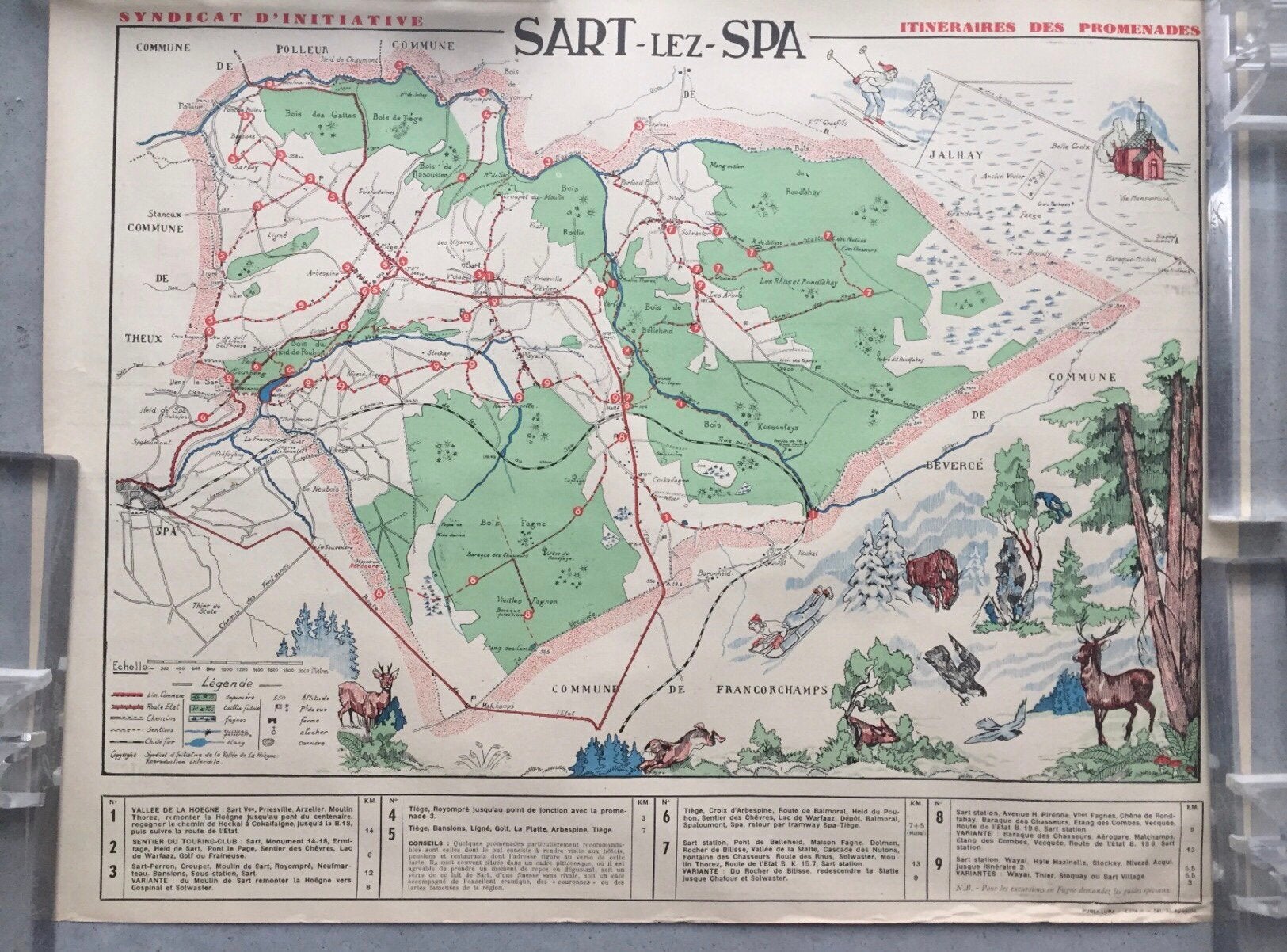 SART-LEZ-SPA ,FRANCORCHAMPS,THEUX,JALHAY AFFICHE ANCIENNE, Livres, Envoi, Comme neuf, Belgique, Autres types