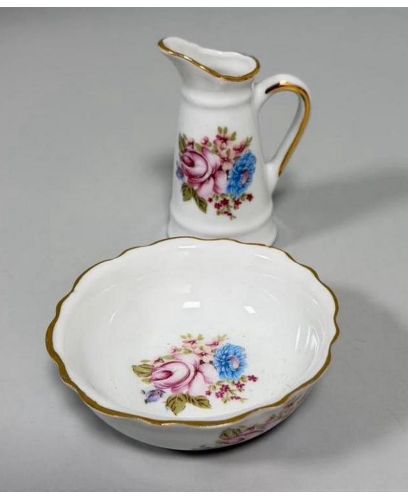 Pot à lait et bol en or 24 carats P. Limoges en royale, Antiquités & Art, Enlèvement ou Envoi