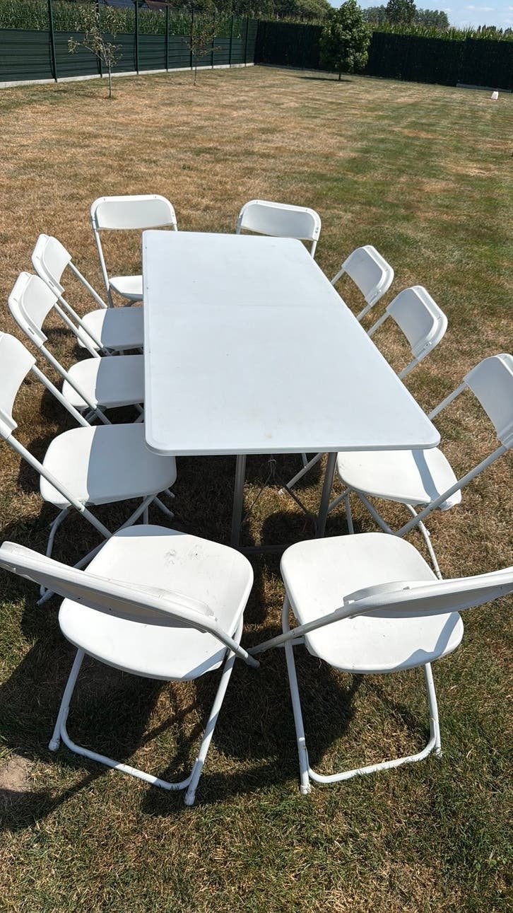 Opklapbare tuintafel en opklapbare tuinstoelen, Ophalen, Gebruikt