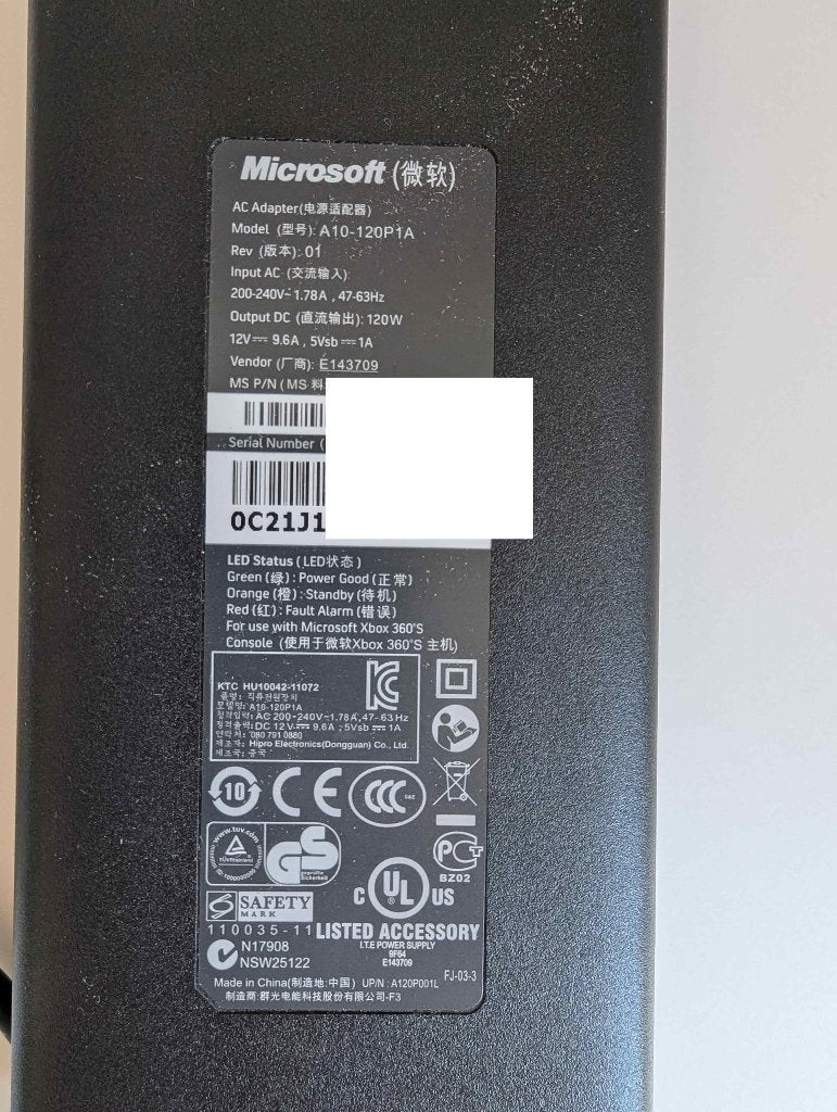 Xbox 360 AC Adaptor, Hard Drive (250GB), S-Video kabel, Games en Spelcomputers, Ophalen, Gebruikt, Voeding of Kabel, Xbox 360