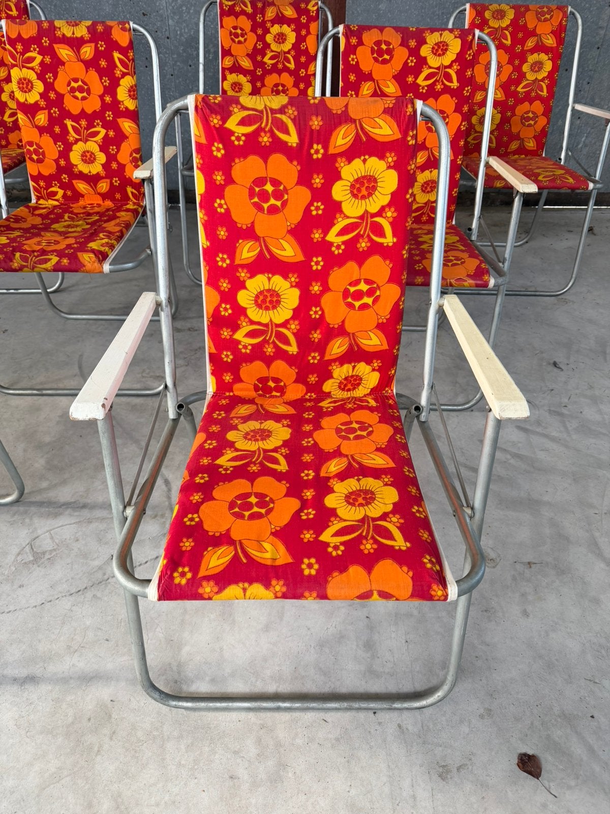 Set van 7 vintage kampeerstoelen, Ophalen