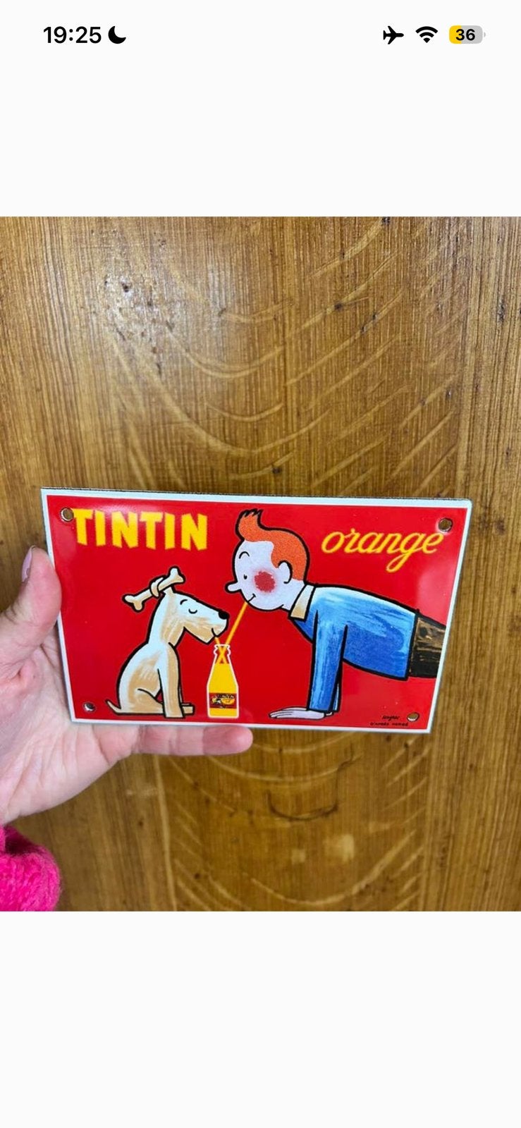 Panneau d'affichage vintage Tintin Orange, Collections, Enlèvement ou Envoi, Comme neuf, Panneau publicitaire