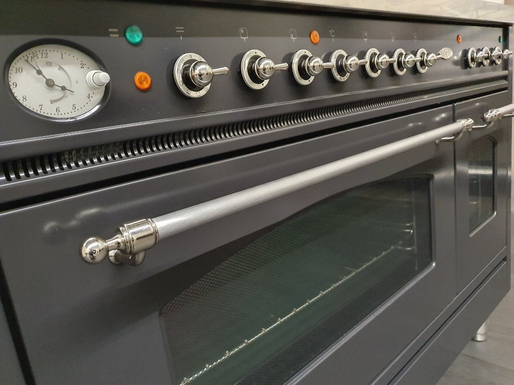 Luxe Boretti gasfornuis 120cm antraciet + rvs Coupe De Fue, Gaz, Classe énergétique A ou plus économe, Enlèvement ou Envoi, Comme neuf