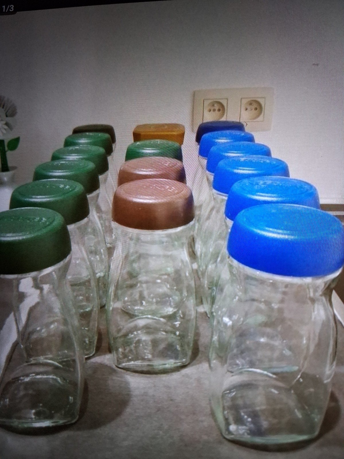 22 grote glazen potten (+/- 1 L) met schroefdeksel, Landelijk/Boerenbont, Ophalen of Verzenden, Kom(men), Glas