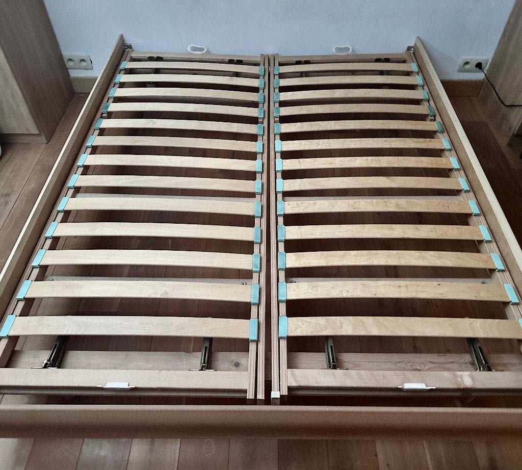 cadre de lit 160 x 200 avec sommier sans matelas, Maison & Meubles, Queen size, Beige, Enlèvement, Utilisé