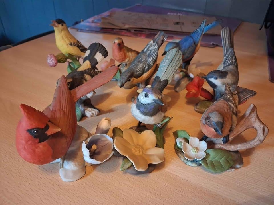9 fijne porseleinen vogelfiguren. Franklin Mint, Ophalen, Zo goed als nieuw, Dier