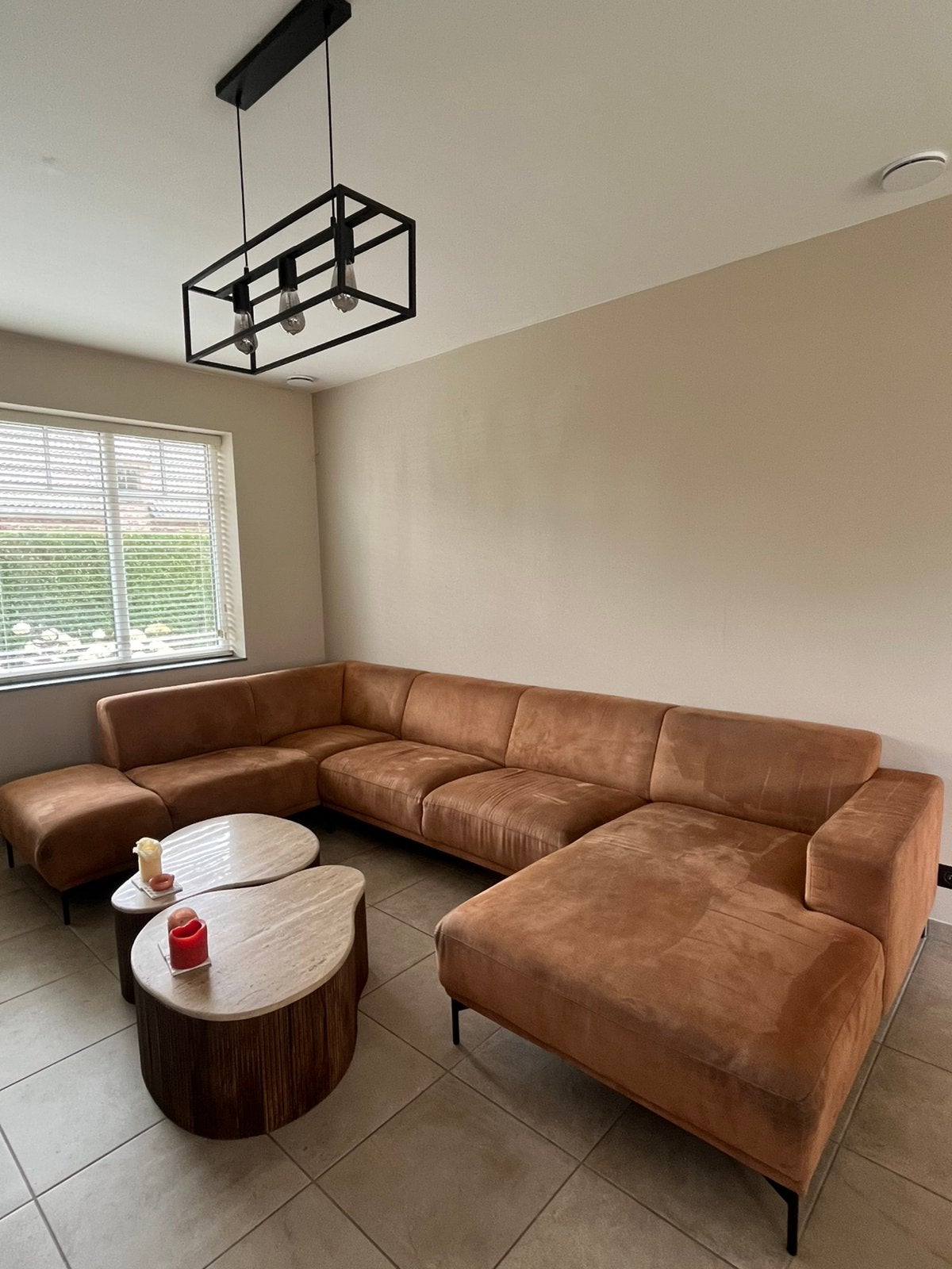 Bruine suede look zetel, Huis en Inrichting, Ophalen, Gebruikt