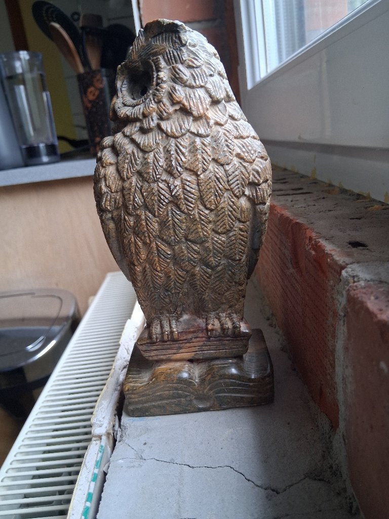 Stenen uil op voetstuk, Ophalen of Verzenden, Zo goed als nieuw, Dier