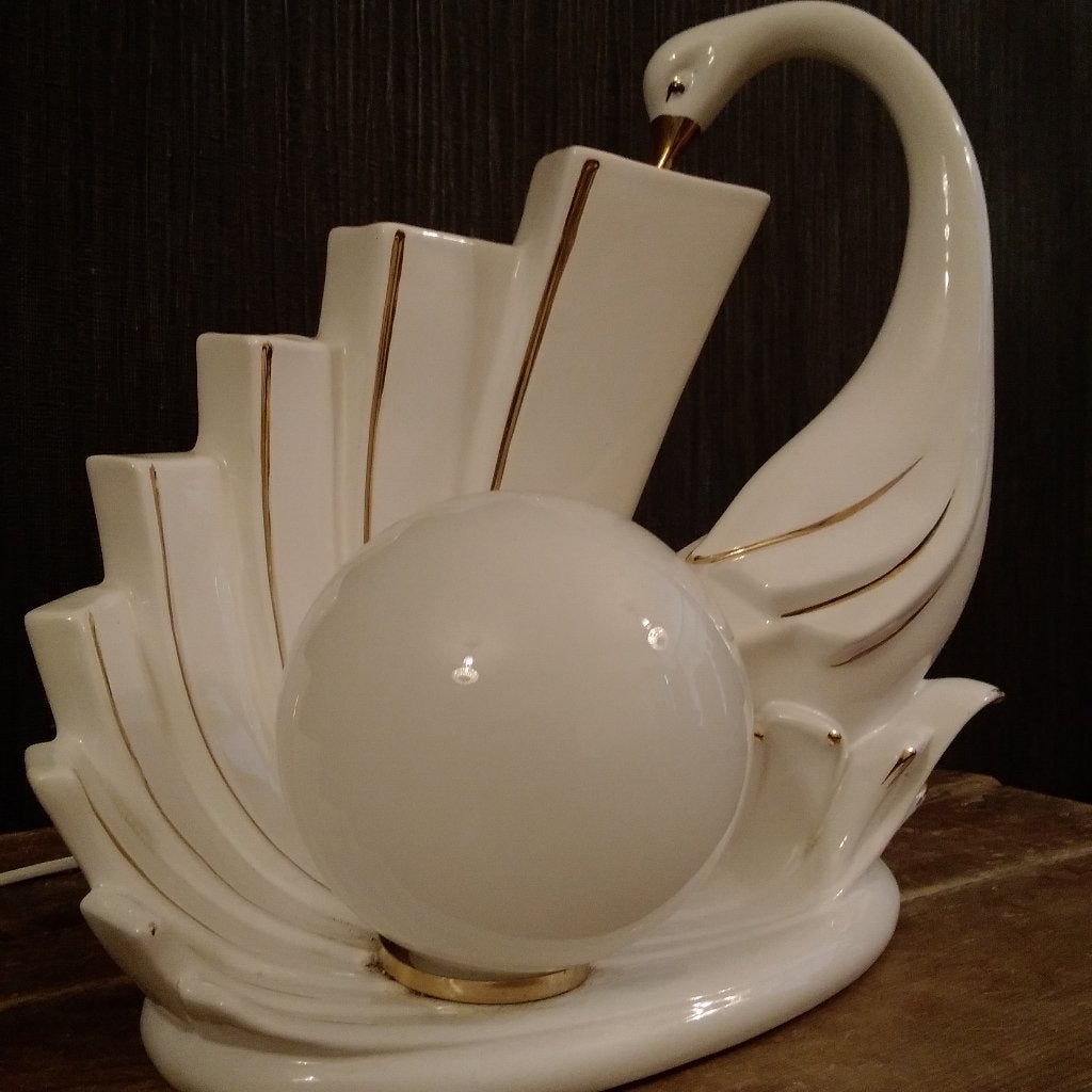 Prachtige vintage zwanen lamp. Regency style, Antiek en Kunst, Curiosa en Brocante, Ophalen of Verzenden
