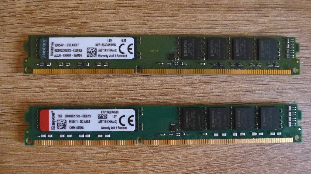 2x KINGSTON KVR1333D3N9/8G RAM-geheugen 1333MHz, Gebruikt, 8 GB, DDR3, Ophalen of Verzenden