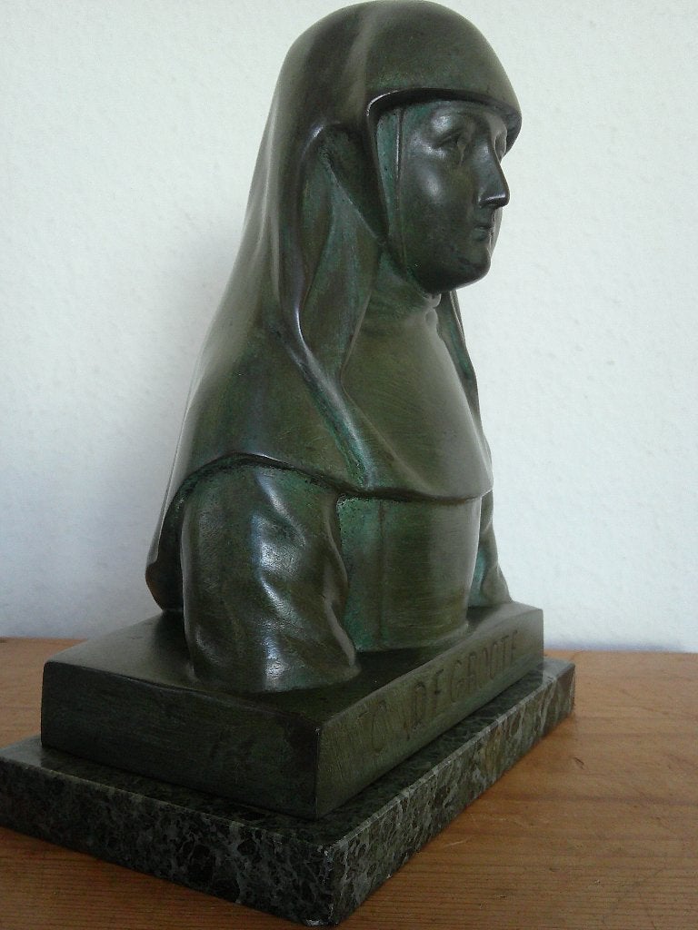 INCROYABLE BELLE STATUE ART DÉCO EN BRONZE PATINÉ, Vert, Statue, Enlèvement ou Envoi, Art deco