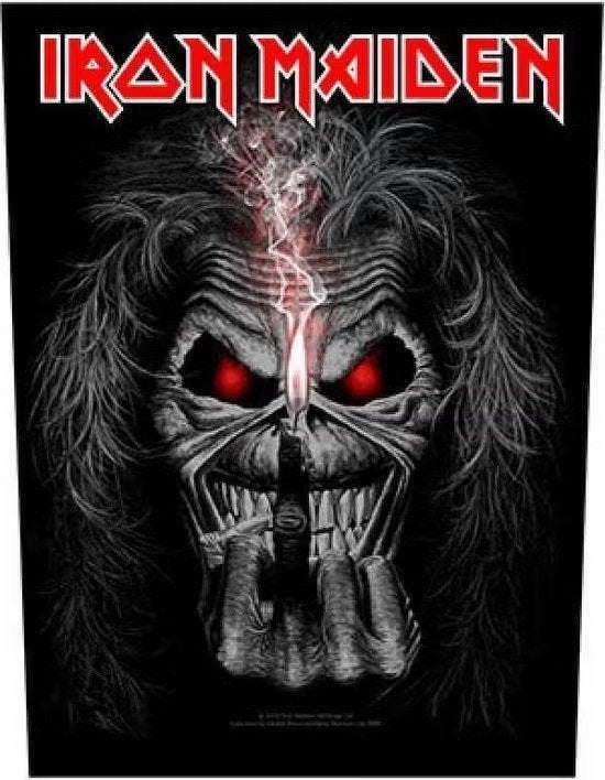 Iron Maiden Eddie Candle Finger Rugpatch officiële merch., Enlèvement ou Envoi, Neuf