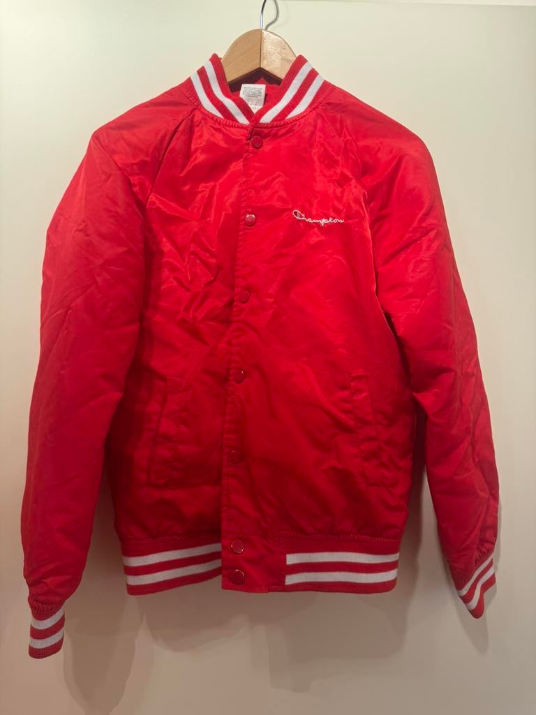 Vintage Champion x supreme bomber jas (s), Ophalen, Zo goed als nieuw, Maat 46 (S) of kleiner, Rood
