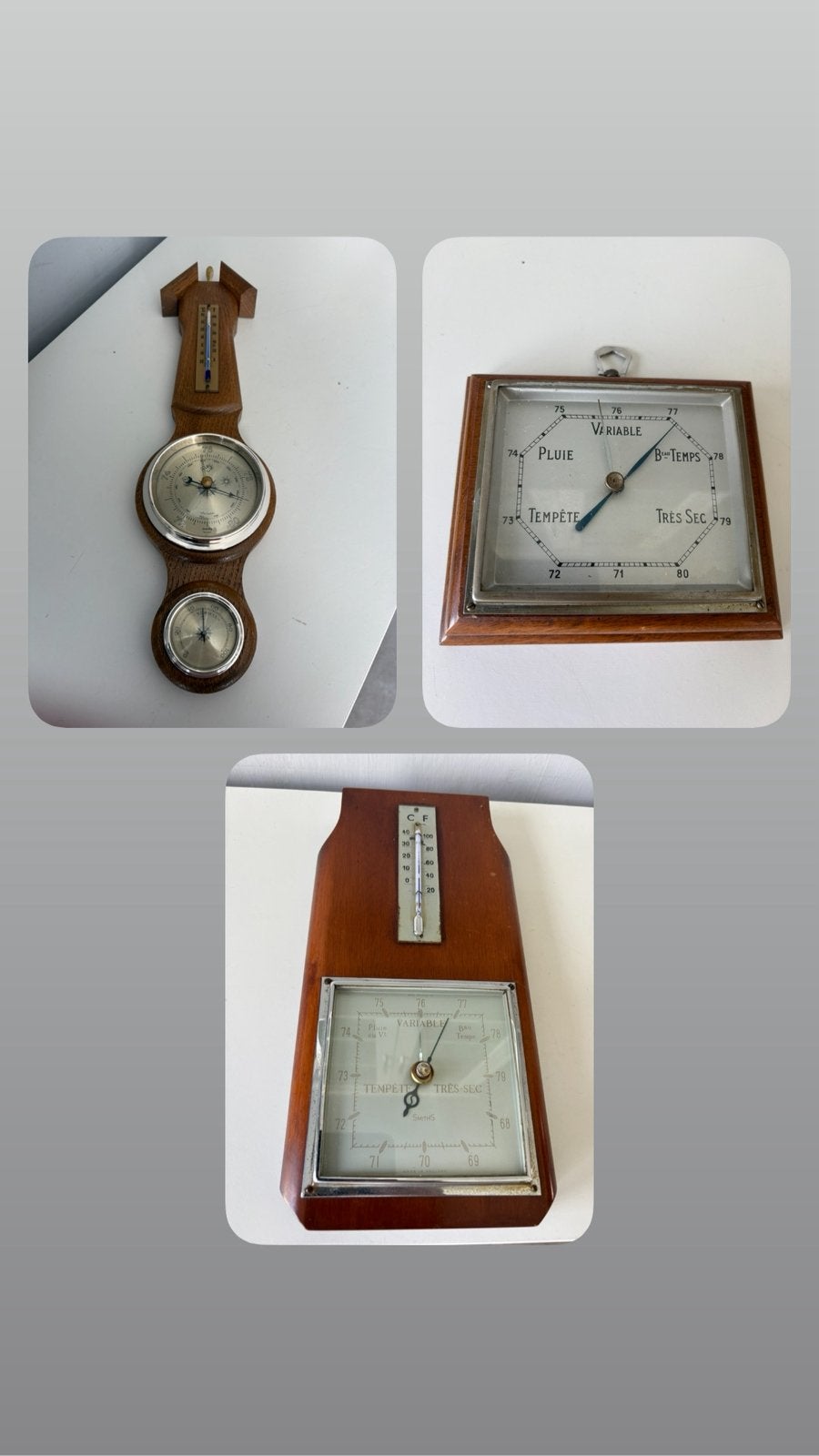 3 anciens baromètres (10€ pièce), Enlèvement ou Envoi, Comme neuf
