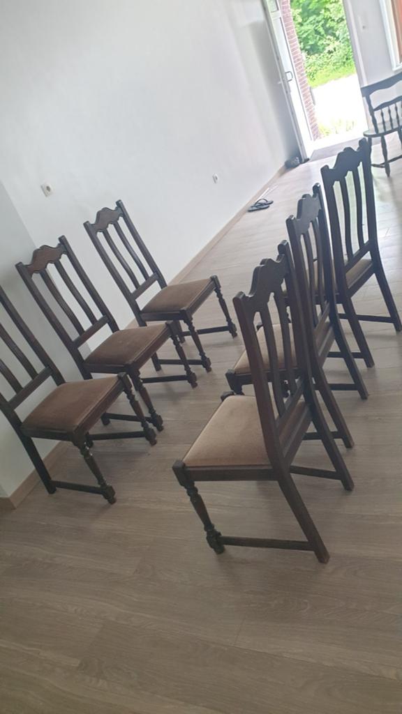 6 vintage eiken stoelen, Antiek en Kunst, Antiek | Meubels | Kasten, Ophalen