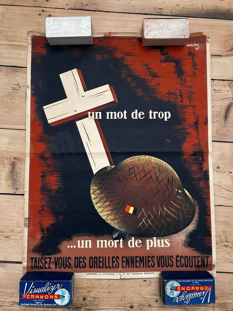 Affiche belge ww2., Enlèvement ou Envoi, Comme neuf