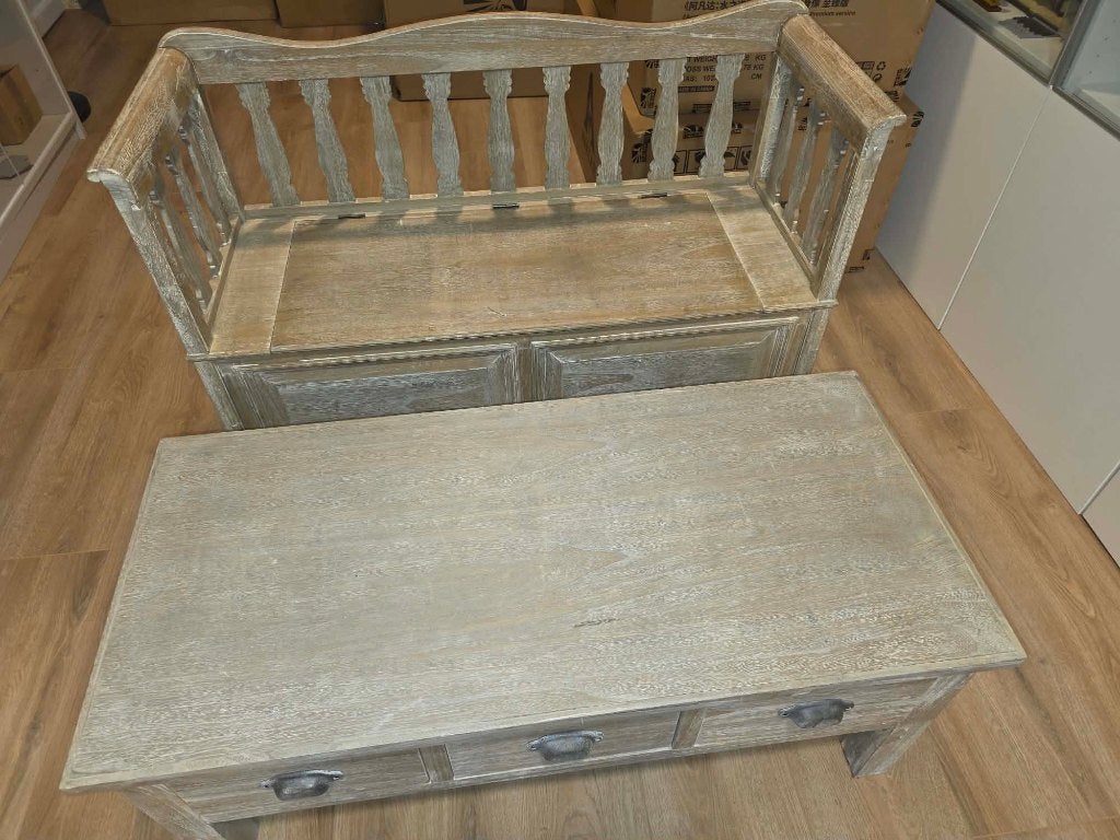 Te koop Massief eiken zitbank + salontafel !!!, Ophalen