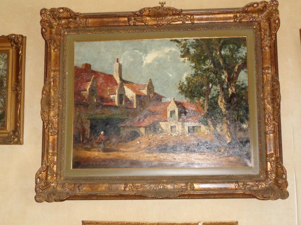Zeer mooi schilderij op canvas dat een boerderij, Antiek en Kunst, Ophalen
