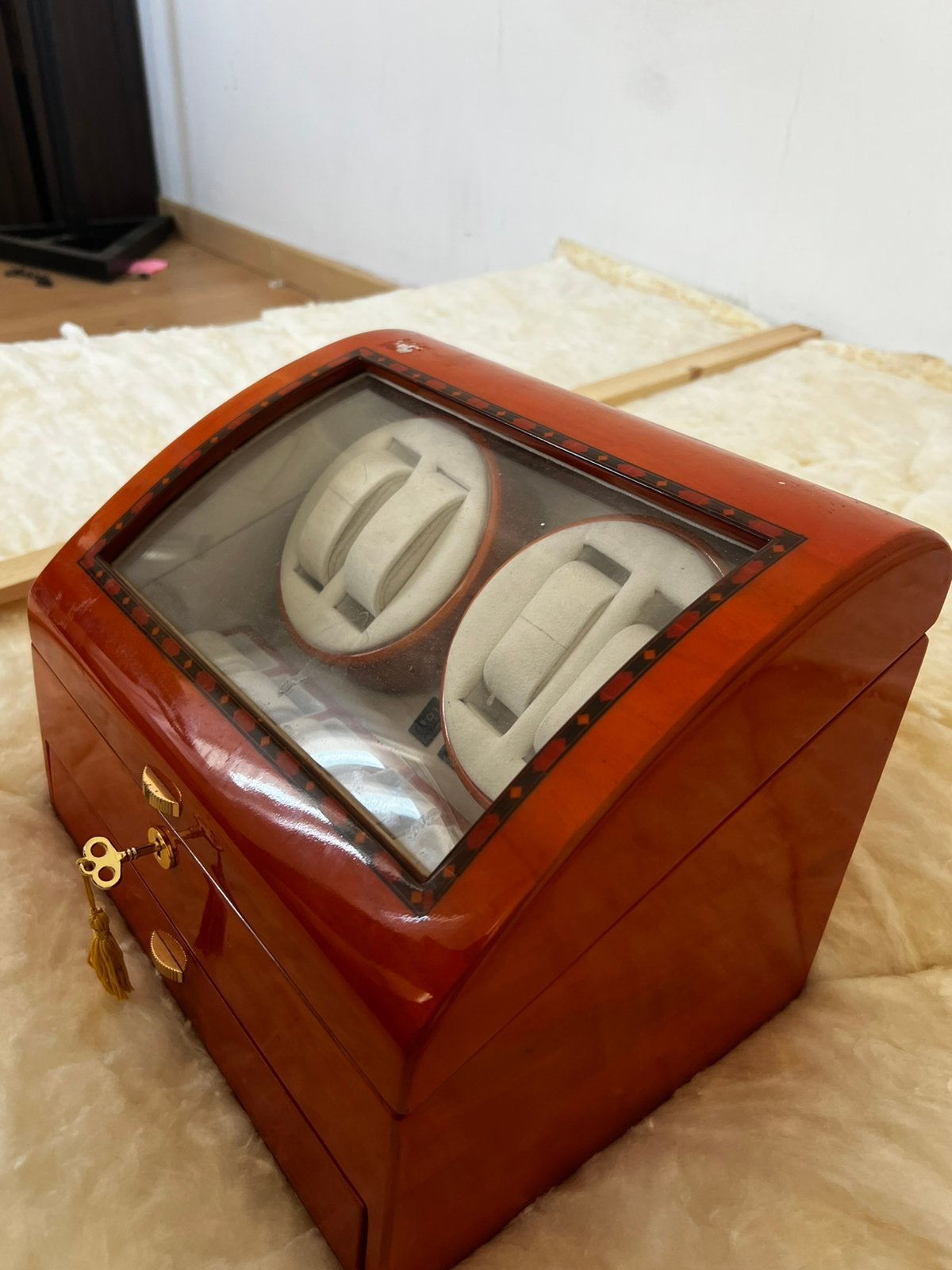 Luxe Houten Horlogebox met Watch Winder en Opbergvakken, Ophalen