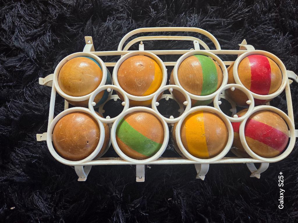 Set van 8 houten petanqueballen -Jaar 60, Ophalen, Gebruikt