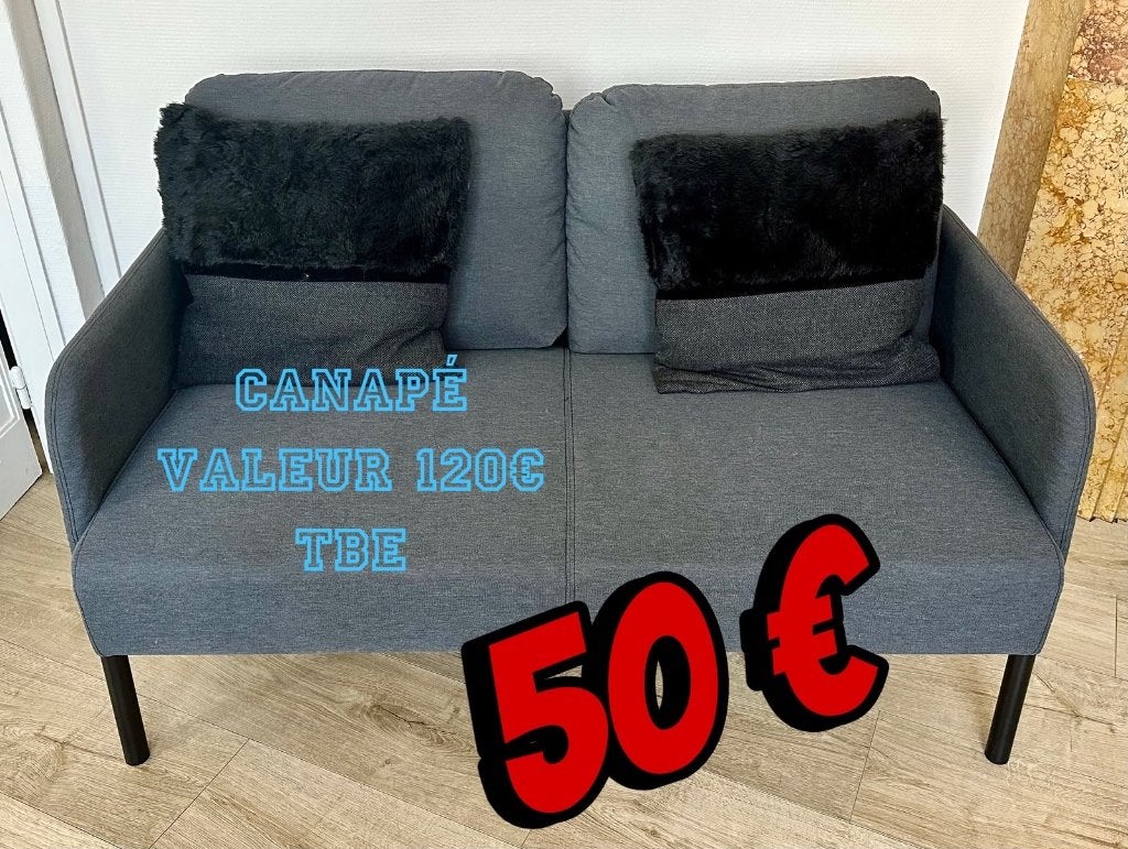 CANAPÉ 2 PLACES IKÉA, 75 à 100 cm, Moins de 150 cm, Banc droit, Comme neuf