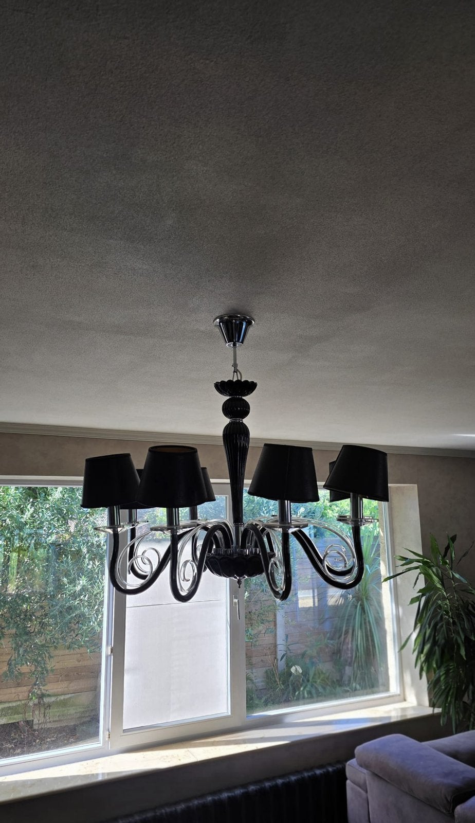 Mooie moderne zwarte kroonluster lamp te koop, Huis en Inrichting, Ophalen, Zo goed als nieuw