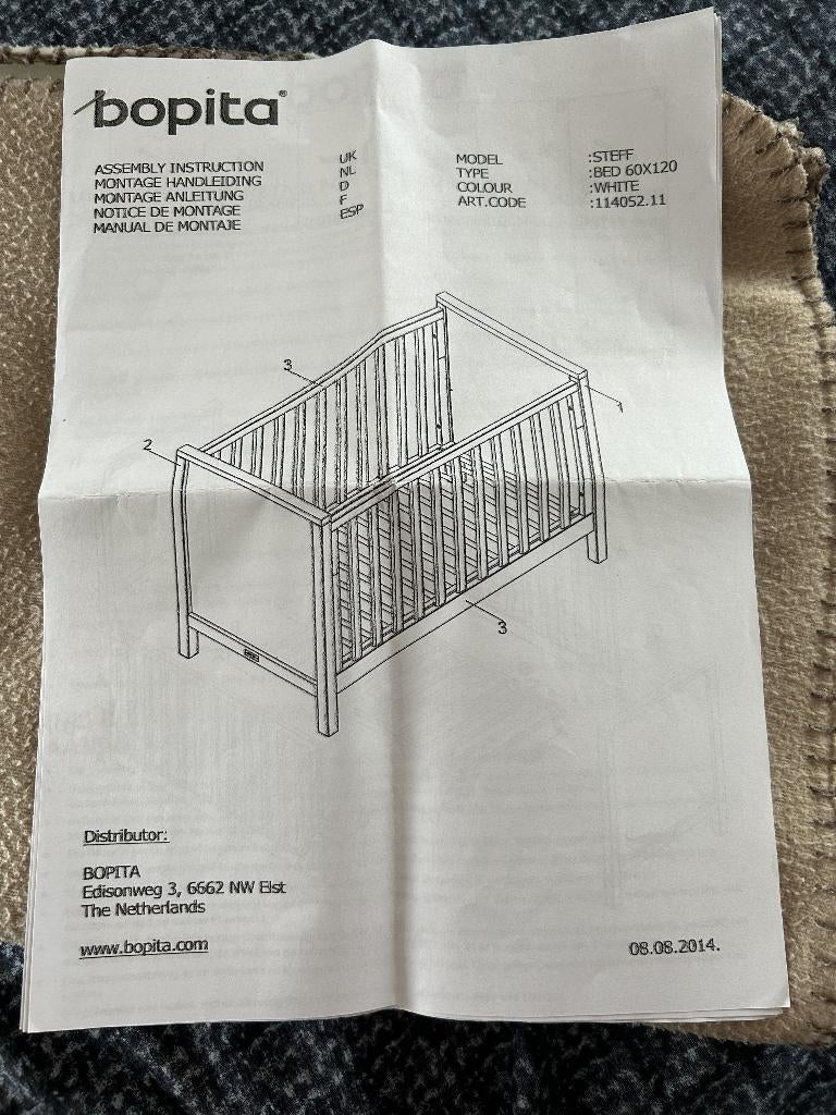 kinderbedje, Kinderen en Baby's, Kinderkamer | Bedden, Gebruikt, Minder dan 140 cm, 85 tot 100 cm, Lattenbodem, Matras, Ophalen