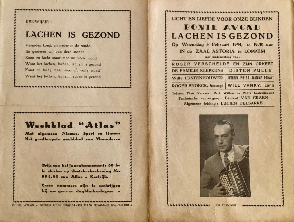 7 programma's Bonte Avonden West-Vlaanderen, Collections, Posters & Affiches, Utilisé, Autres sujets/thèmes, A4 ou plus petit