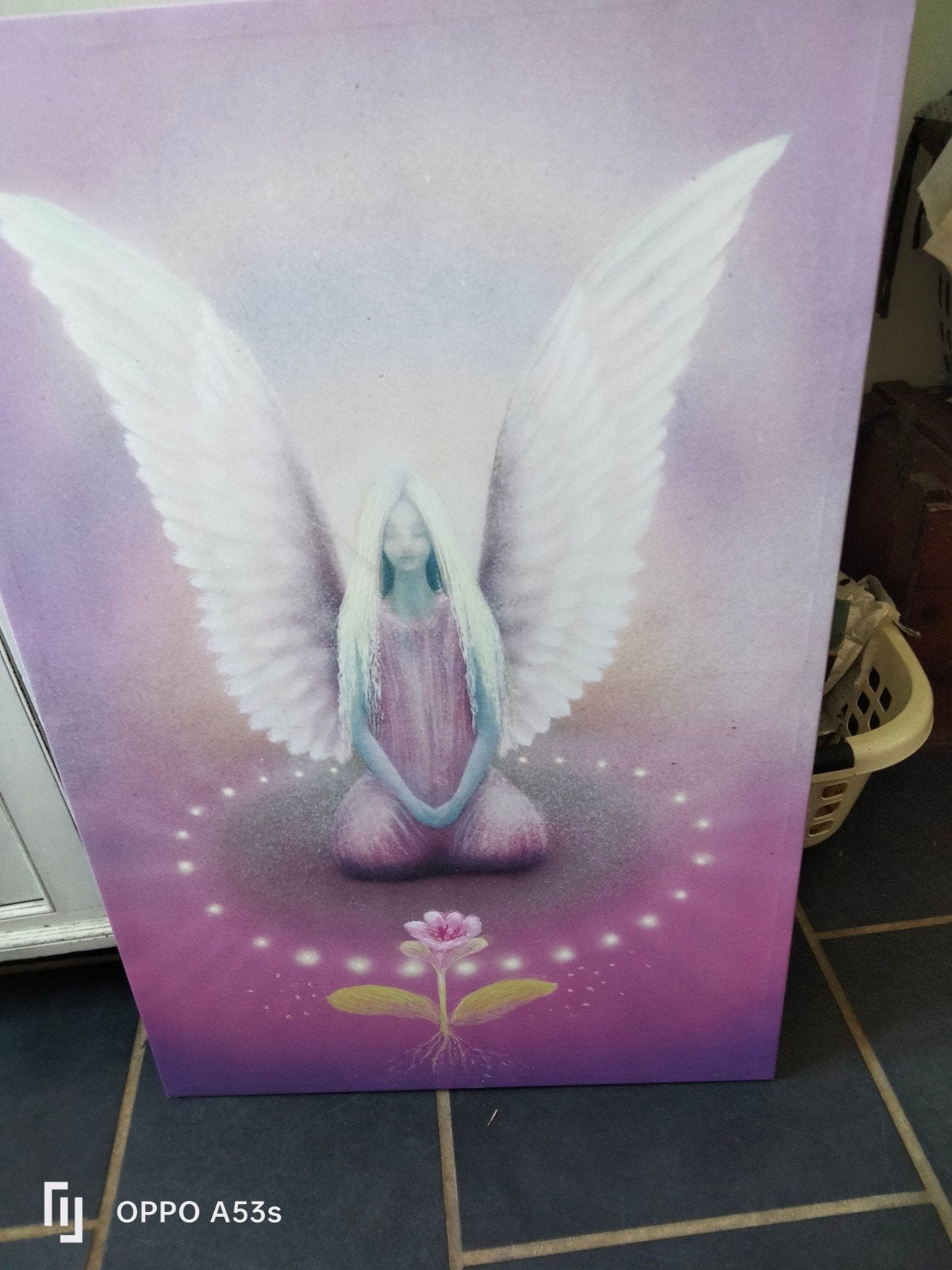Cadre violet Zen Ange, Enlèvement ou Envoi