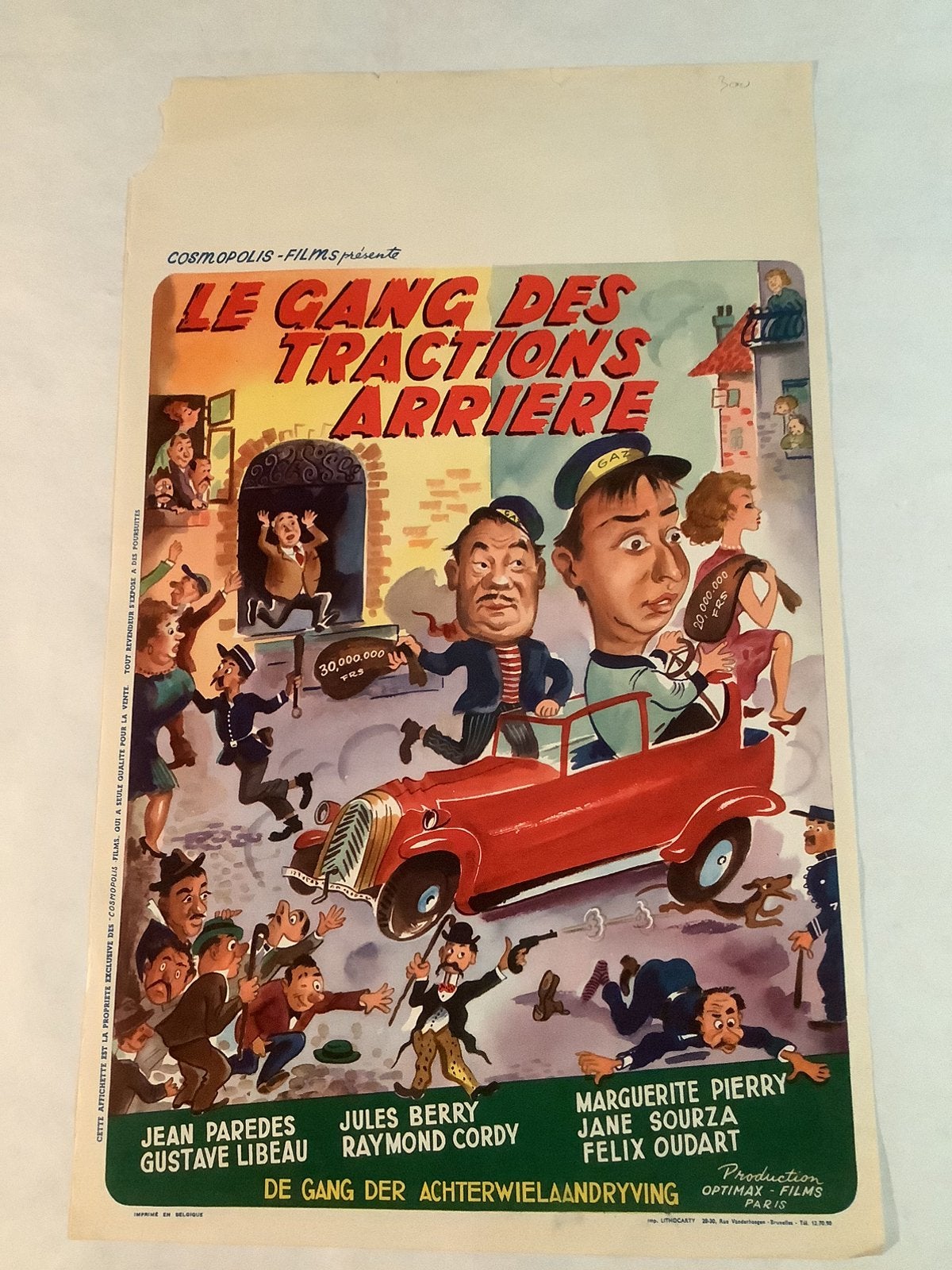 TRACTION ARRIERE  filmposter   36-54 cm    Used, Verzamelen, Posters, Ophalen of Verzenden