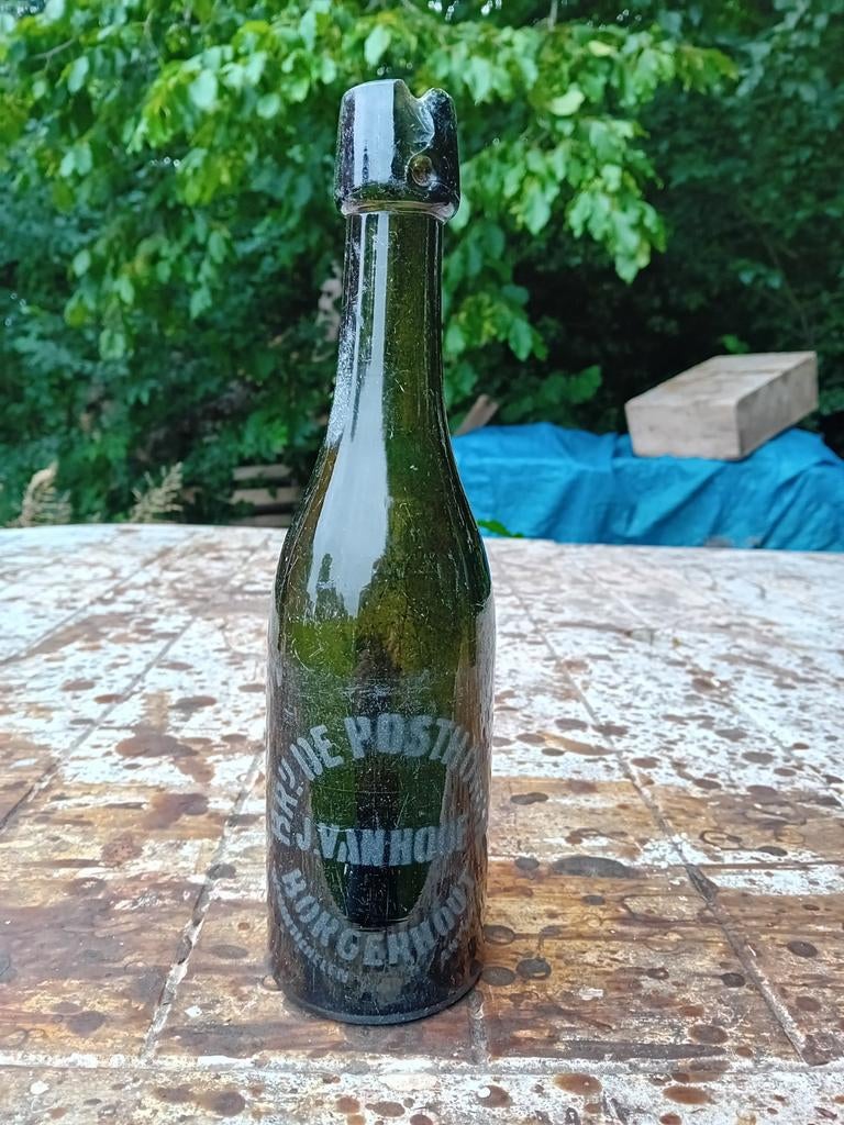 Oude bierfles brouwerij De Posthoorn Borgerhout Antwerpen, Ophalen of Verzenden, Gebruikt