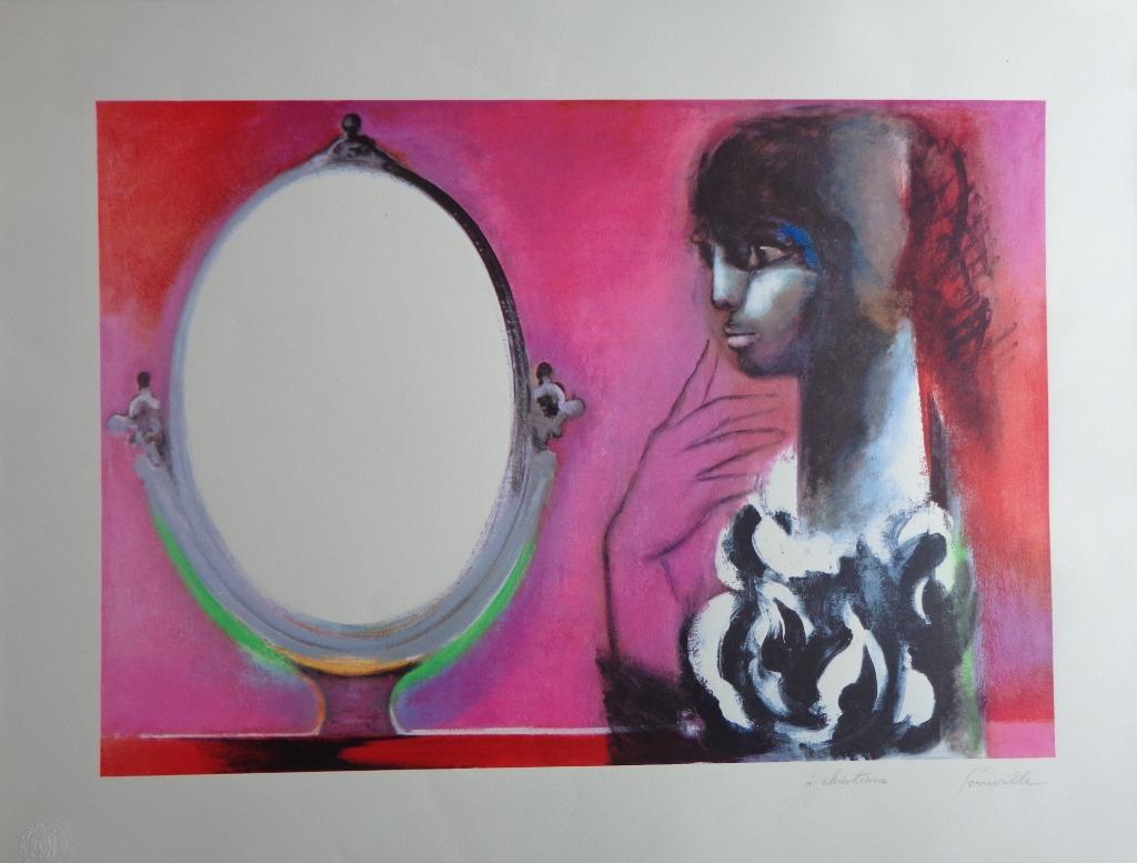 ROGER SOMVILLE / DE OPSCHIK / KLEURZEEFDRUK / 60x79cm / SIG, Antiek en Kunst, Kunst | Litho's en Zeefdrukken, Ophalen of Verzenden