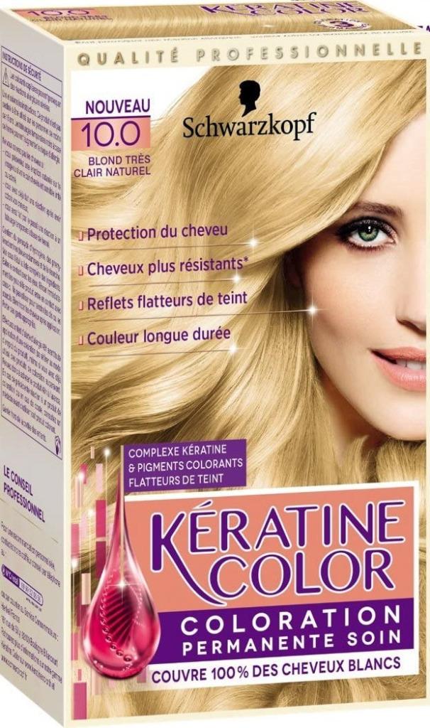 Coloration soin permanente Schwarzkopf Kératine color 10.0, Enlèvement ou Envoi, Neuf, Soin des cheveux ou Soin réparateur des cheveux
