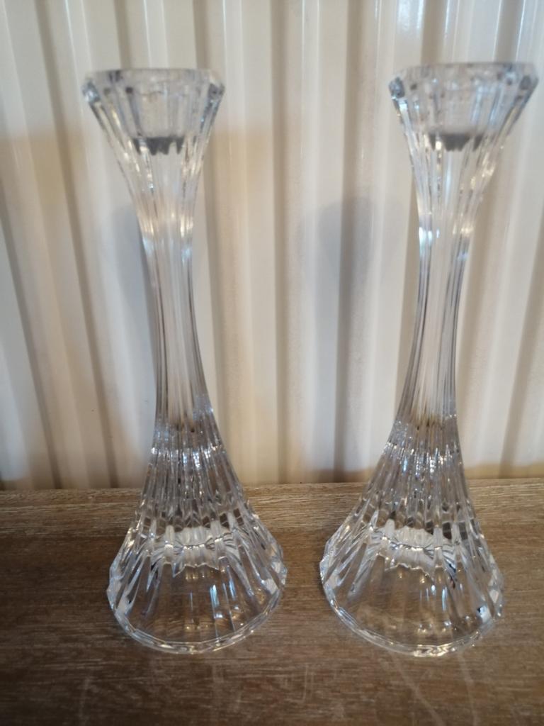 MIKASA vintage paar ijskristallen kandelaars Park Lane, Ophalen of Verzenden