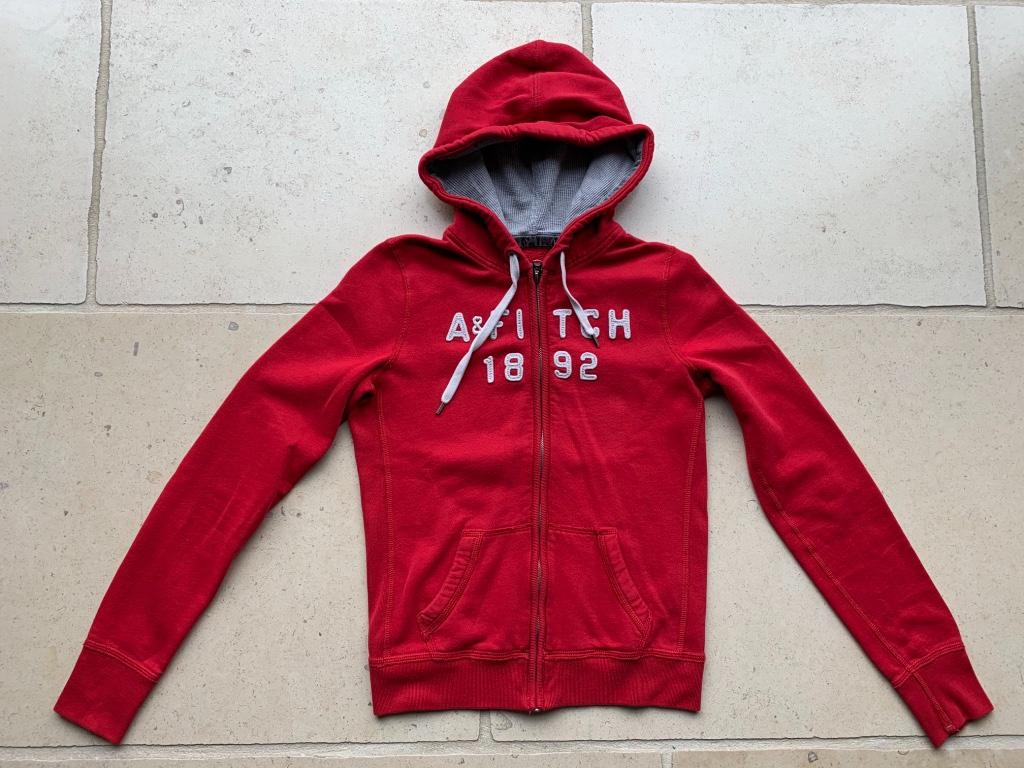 Pull femme rouge - sweat à capuche 'abercrombie & fitch', M, Rouge, Enlèvement ou Envoi, Taille 36 (S), Comme neuf