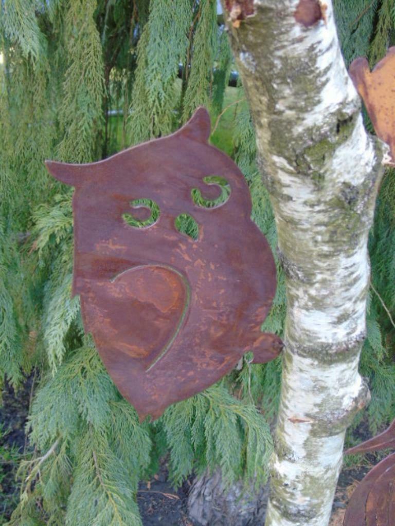 statue un hibou en fer forgé rouillé sur plaque ,grand choix, Enlèvement ou Envoi, Neuf