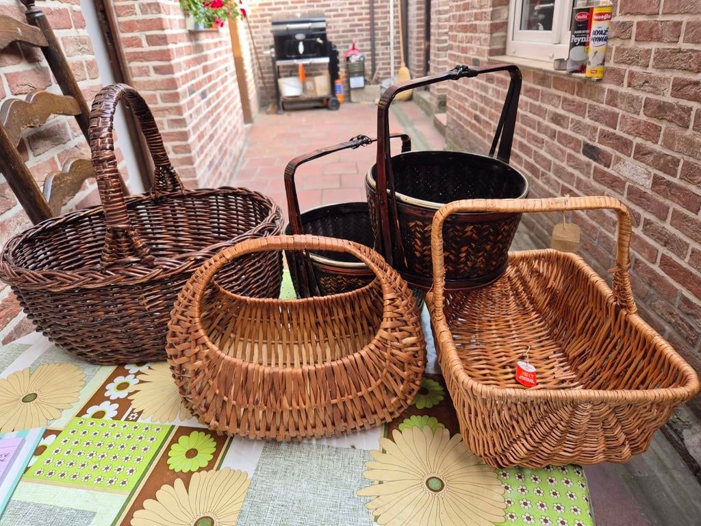 Verschillende vintage rieten en bamboo basket - Ikebana, Fietsen en Brommers, Ophalen of Verzenden, Zo goed als nieuw