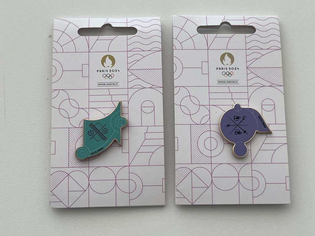 2 Pins - Olympische Spelen Paris 2024, Ophalen, Gebruikt, Sport, Speldje of Pin