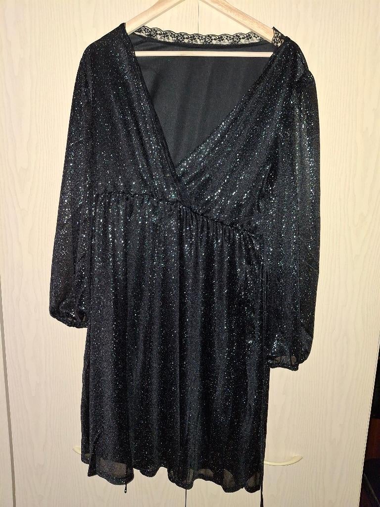Robe noire à paillettes 1XL, Ophalen of Verzenden, Gedragen, Maat 46/48 (XL) of groter, Zwart