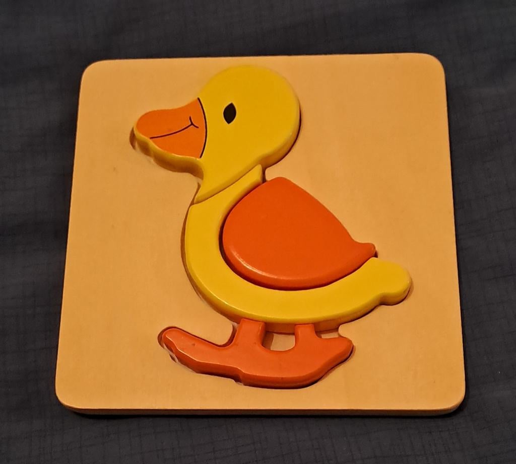 Puzzle en bois canard (4 pièces), Enlèvement ou Envoi, 2 à 4 ans, Comme neuf, Moins de 10 pièces