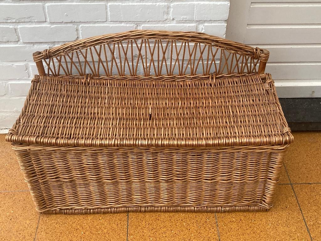 Rieten vintage opbergbank, Kinderen en Baby's, Ophalen of Verzenden, Gebruikt, Kast