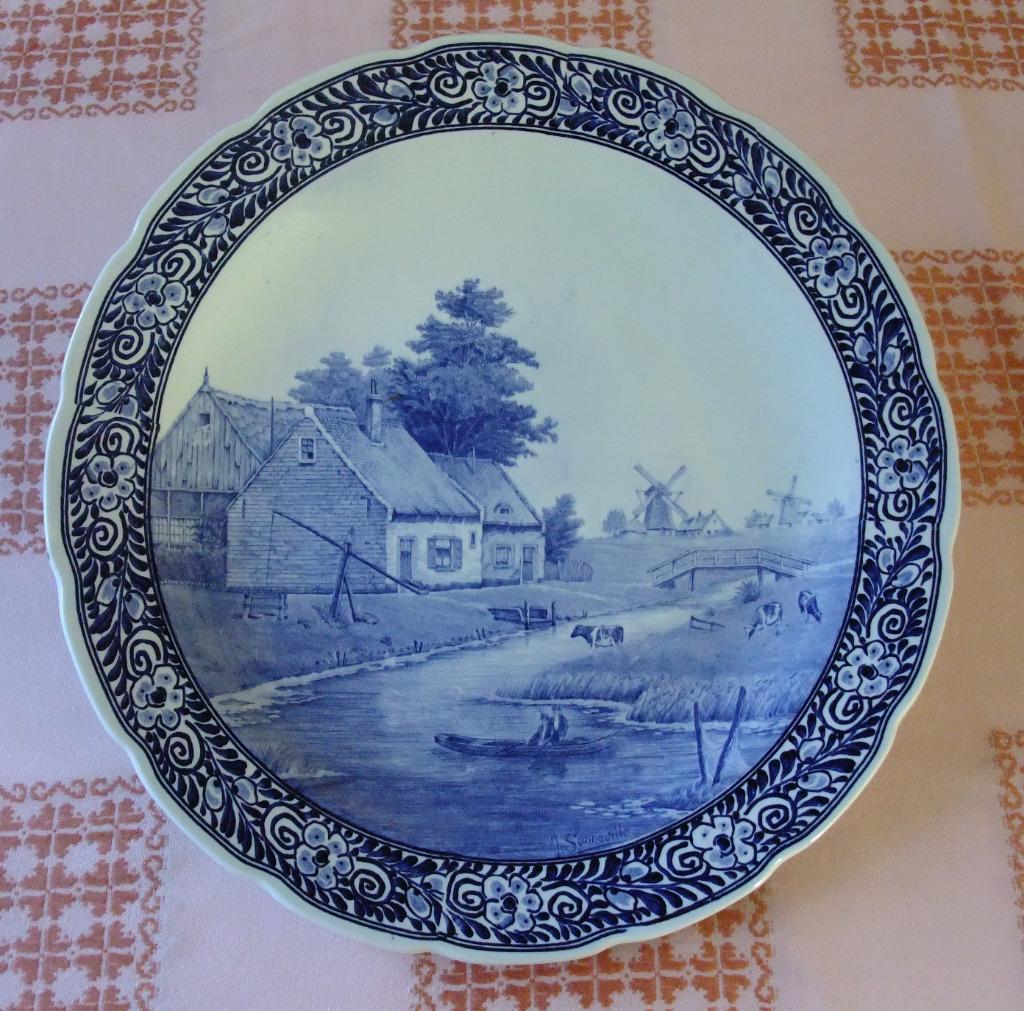 Delfts Blauw bord - J. Sonneville, Petrus Regout Maastricht, Antiek en Kunst, Ophalen