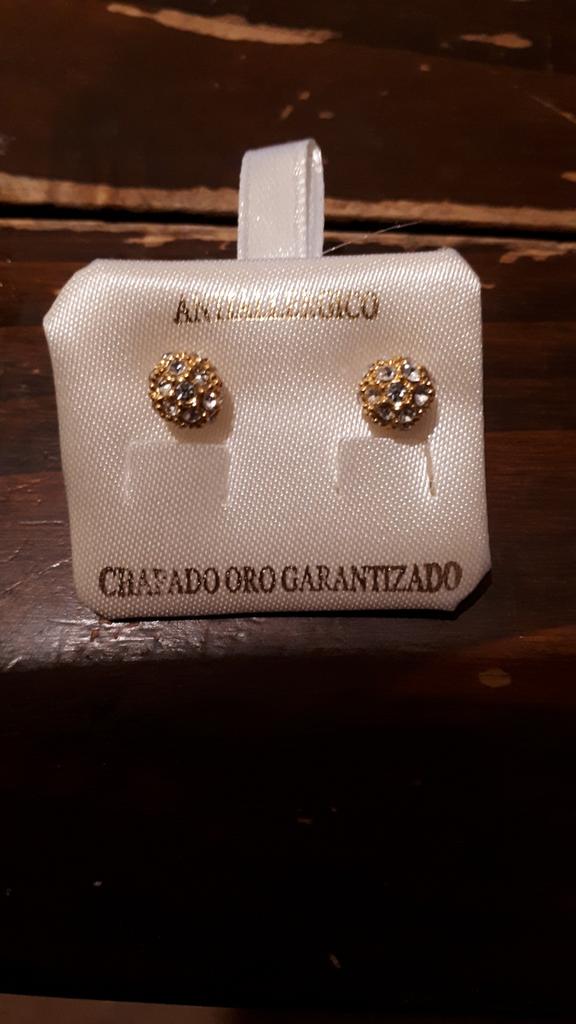 Boucles d'oreilles dorées en forme de boule avec des pierres, Enlèvement ou Envoi, Avec cristal, Argent, Neuf